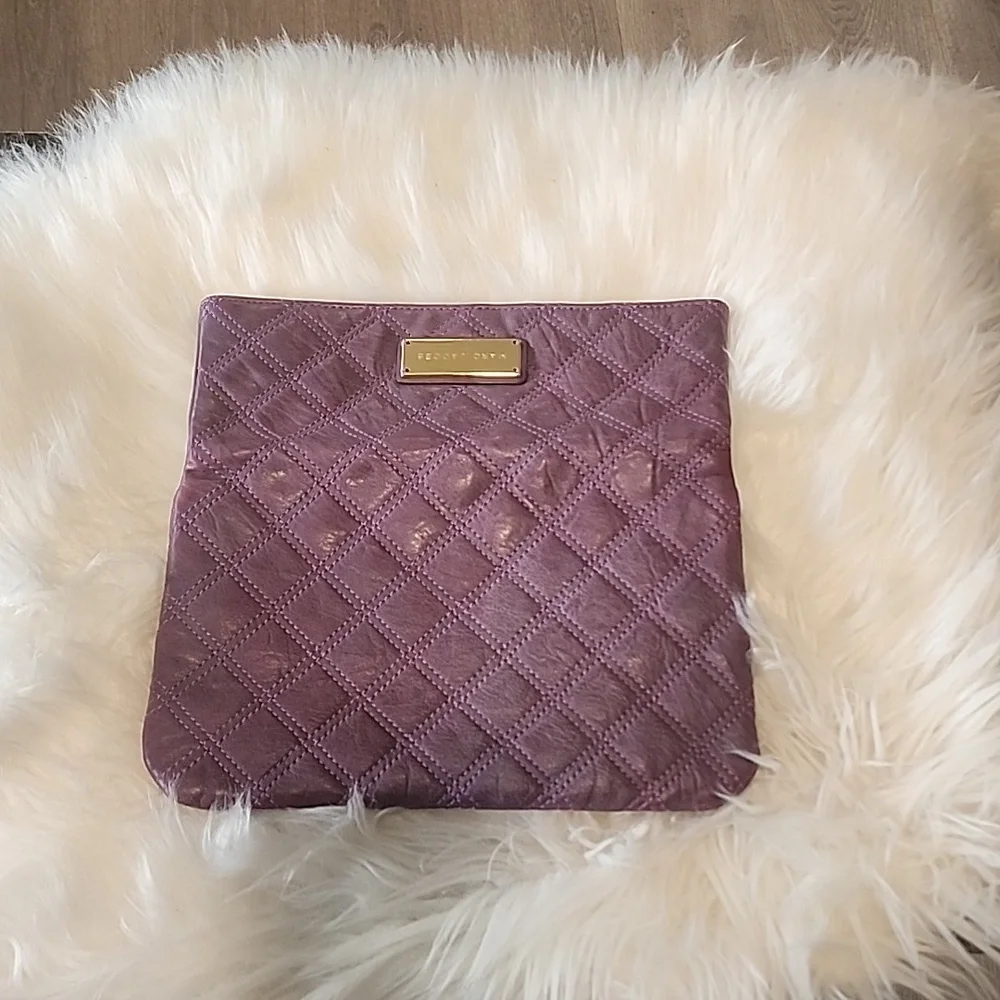 Marc Jacobs Purple Quilted Fold Over Clutch 7 X 12 Approx - Picture 3 of 5